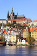 View on the autumn Prague gothic Castle above River Vltava
