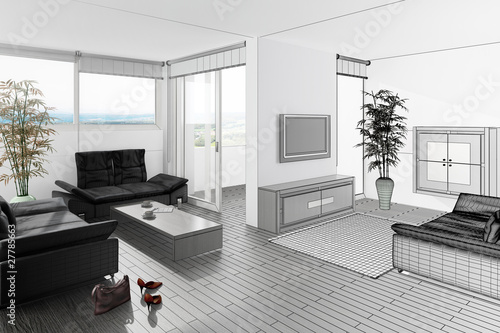 Illustration: Contemporary Sitting Room (3d) Contemporary Sitting Room (3d)