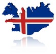 Iceland map flag 3d render with reflection illustration