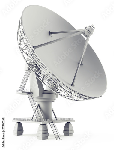 Illustration: 3d sattelite antena on the white 3d sattelite antena on the white