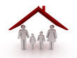 Illustration of a house with family. safe home child protection