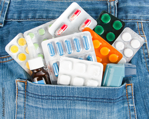 Photo: Medicines in jeans pocket Medicines in jeans pocket