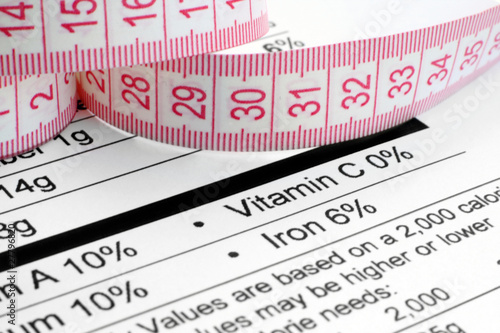 Photo: Nutrition facts and measure tape Nutrition facts and measure tape