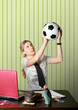 businesswoman watching soccer competitions