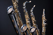 Saxophones Set of Four Isolated on black