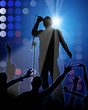 Rock Party  blue background with singer