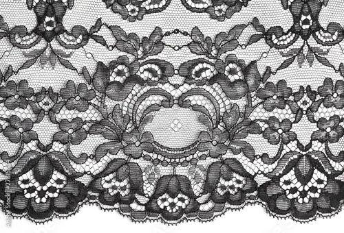 Photo: Black fine lace floral texture Black fine lace floral texture