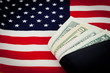 US flag with dollars. Economy and finance concept