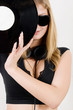 Female Dj holding vinyl record