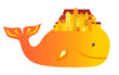 whale and houses