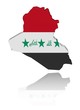Iraq map flag 3d render with reflection illustration