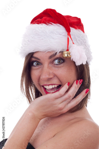 Photo: surprised young santa woman surprised young santa woman