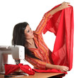Seamstress work on the sewing-machine Seamstress work on the sewing-machine