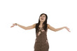 woman expecting something from above