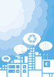 Eco town vector background with clouds