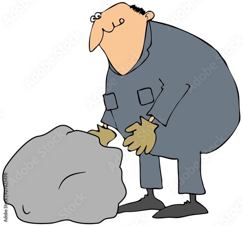 Illustration: Man About To Lift A Large Rock Man About To Lift A Large Rock