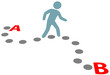 Person walk follow path plan point A to B