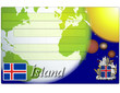 Iceland Island business card globe flag coat