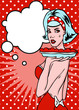 Lady With Pie Retro Popart Style Household advertise A Real Cuti