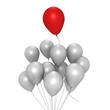Red balloon flying away - a 3d image