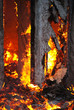 Fire in an abandoned house detail Fire in an abandoned house detail