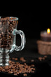 Coffee beans and burning candle Coffee beans and burning candle