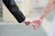Bride and groom walking together