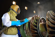 sandblast worker in the workshop