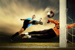 Shoot of football player and goalkeeper Shoot of football player and goalkeeper