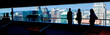 dark people silhouettes on skyscrapers view dark people silhouettes on skyscrapers view