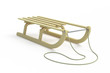 Classic wooden sled on white background