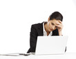 Business-depressive junge Frau mit Computer