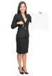 Real estate agent showing sign