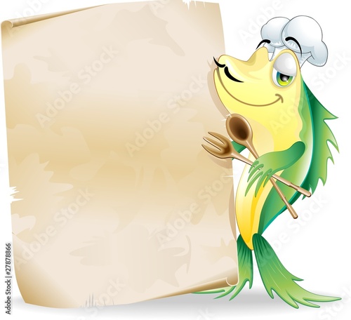 Vector: Pesce Cuoco Cartoon-Menu Ristorante-Fish Chef-Vector Pesce Cuoco Cartoon-Menu Ristorante-Fish Chef-Vector
