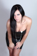 Sexy Lady im Schwarzen Lederkleid