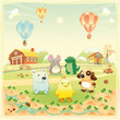 Animals in the countryside. Vector isolated objects.