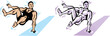 Jumping Gymnast or stylized muscle man.