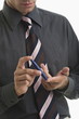 Man holding blood sugar test