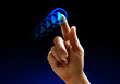 Photo: hand dragging an icon on a touch screen monitor hand dragging an icon on a touch screen monitor