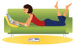 Woman on sofa working on laptop Woman on sofa working on laptop
