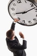 Man underneath clock