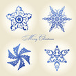 christmas snowflakes vector vintage decor blue