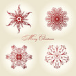 christmas snowflakes vector vintage decor red