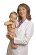 Doctor and smiling baby with stethoscope Doctor and smiling baby with stethoscope