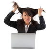 Donna stressata al computer