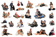 Photo: groupe de chiens et leurs maitres groupe de chiens et leurs maitres