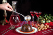 Christmas pudding flambe