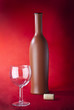 clay bottle, glass and cork