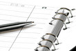 Silver pen on white address book