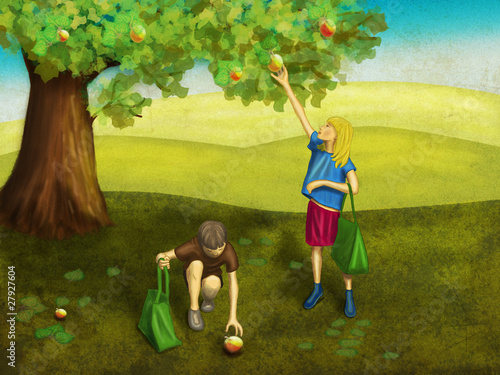 Illustration: Dzieci pod jabłonią Dzieci pod jabłonią